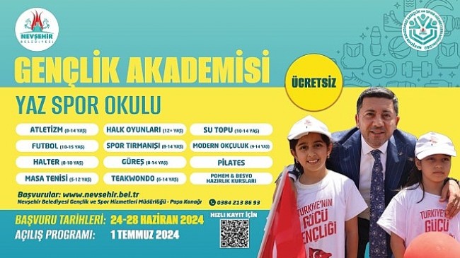 Nevşehir Belediyesi tarafından çocukların ve gençlerin zihinsel ve bedensel gelişimleri ile sosyalleşmelerine katkı sağlamak, ayrıca yeteneklerini ortaya çıkarmak amacıyla Yaz Spor Okulları açılacak