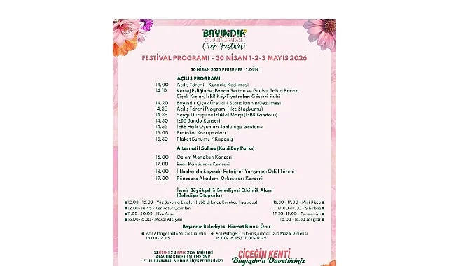27. Uluslararası Bayındır Çiçek Festivali’nin Programı Belli Oldu