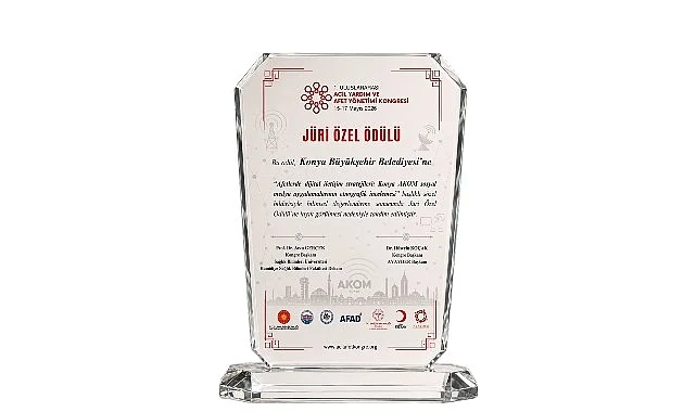 Konya AKOM’a Uluslararası Kongreden Jüri Özel Ödülü